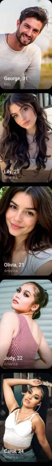 A group of users with profile pictures displayed on the fachat 1v1 chat app interface.