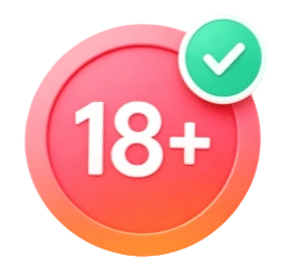 18+ age restriction badge with green checkmark