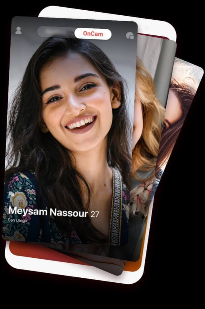 A smiling woman in her profile photo on the fachat video chat platform for 1v1 calls.